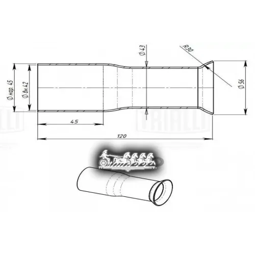 Гофра Глушителя D=45Мм/R30/D=56Мм L=120 (Алюм. Сталь) Trialli 