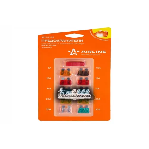 Предохранители Стандарт С Индикатором В Блистере  С Экстрактором (10 Шт. 5-30А) AIRLINE 