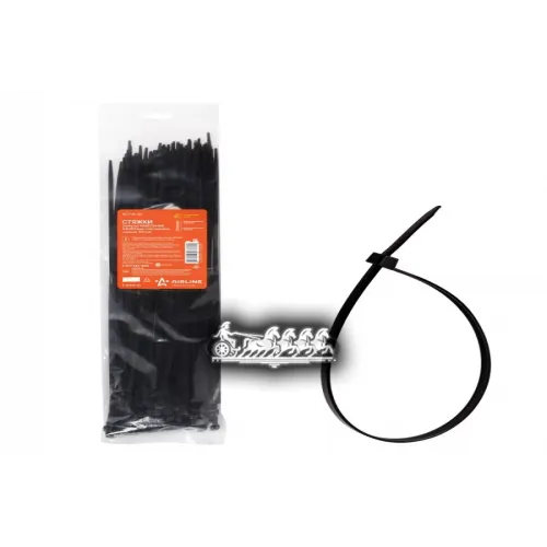 Стяжки (Хомуты) Кабельные 4.8*400 Мм. Пластиковые. Черные. 100 Шт. AIRLINE 