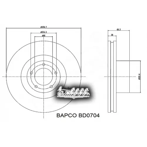Диск Тормозной Nissan Murano 3.5 05>/Infiniti Fx35/Fx45 05> Передний Вент. BAPCO 