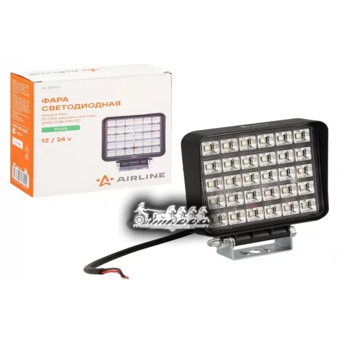 Фара Светодиодная Квадратная 30Led Рассеянный Свет 30Вт 108Х108х37мм 12/24В Plus AIRLINE 