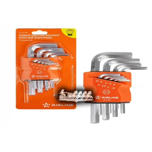 Набор Шестигранных Ключей Коротких 9 Предметов (1.5.2.2.5.3.4.5.6.8.10Мм) Пласт.подвес (At-9-20) AIRLINE 