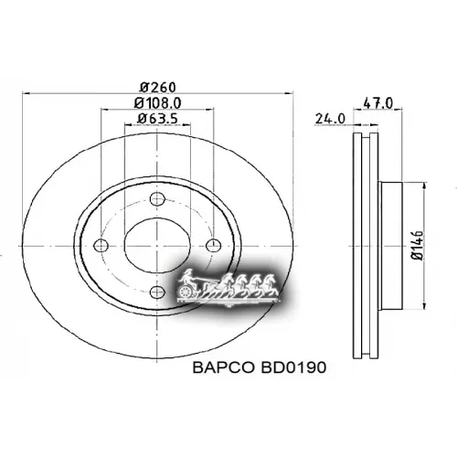 Диск Тормозной Ford Cougar/Mondeo/Scorpio Ii -98 Перед.вент. BAPCO 