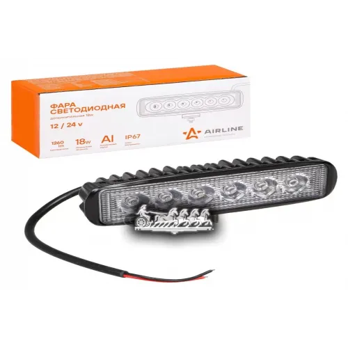 Фара Светодиодная Прямоугольная, 6 Led Направленный Свет, 18W (157Х42х40) 12/24V AIRLINE 