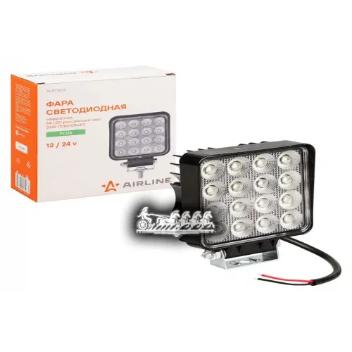 Фара Светодиодная Квадратная 64Led Рассеянный Свет 32Вт 108Х108х47мм 12/24В Plus AIRLINE 