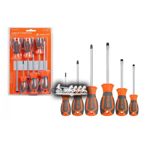 Набор Отверток 6 Предметов (Sl4*0.8*100Мм.sl5.5*1*100Мм.sl6.5*1.2*150Мм.ph0*75Мм.ph1*100Мм. Ph2*150Мм) Коробка AIRLINE A...