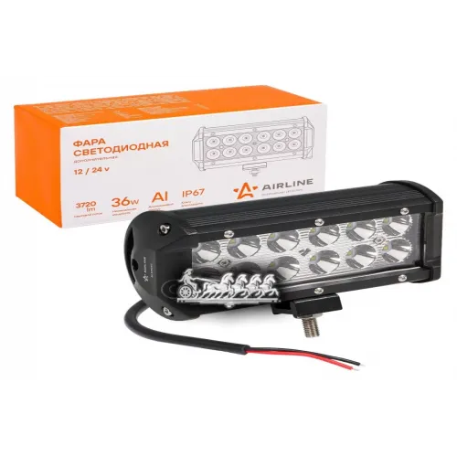 Фара Светодиодная (Балка) Двухрядная. 12Led Направленный Свет. 36W (165Х78х65) 12/24V AIRLINE 