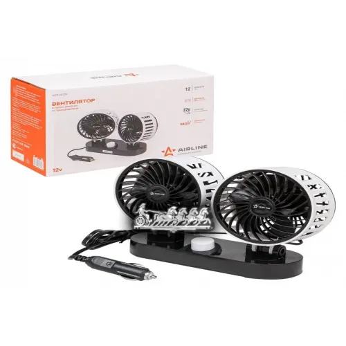 Вентилятор В Салон 2Х12см. 12В Общий Выключатель Пластик (Двойной) AIRLINE 