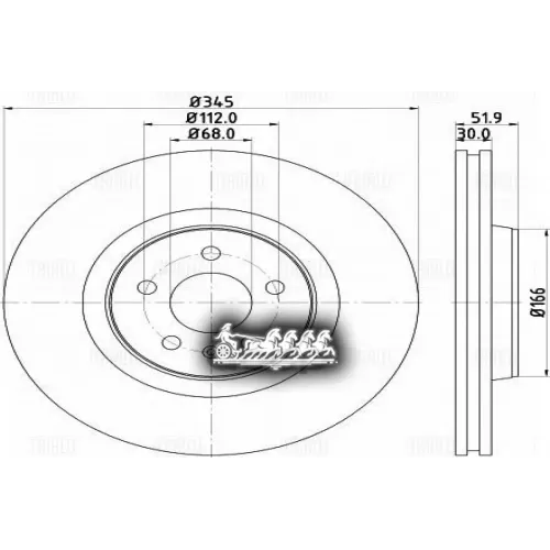 Диск Тормозной Audi A4 (07-)/A5 (07-)/A6 (11-)/A7 (10-)/Q5 (08-) Перед. D=345 Trialli 