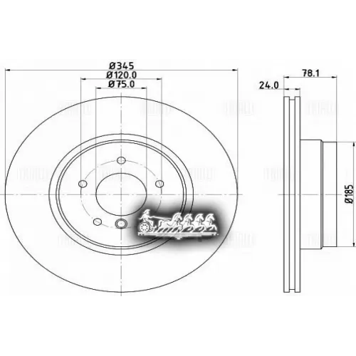 Диск Тормозной Bmw X5 (E70) (07-)/(F15) (13-)/X6 (E71) (08-)/(F16) (14-) Задн. D=345 Trialli 