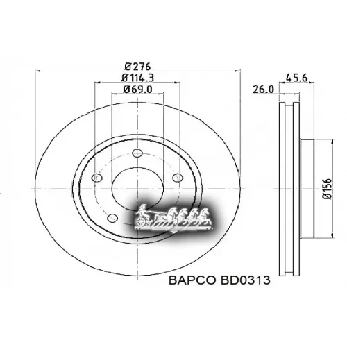 Диск Тормозной Mitsubishi Lancer 08- Перед. Вент. BAPCO 
