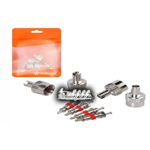 Ремкомплект Для Вентилей (4 Золотника 4 Металл.колп. С Ключом) В Пакете AIRLINE 