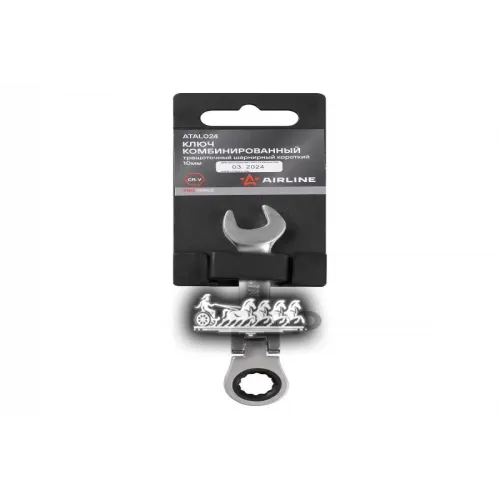 Ключ Комбинированный Трещоточный Шарнирный Короткий 10Мм Pro Пласт.подвес AIRLINE 