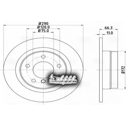 Диск Тормозной Bmw 1 (F20/F21) (11-)/2 (F22) (13-) Задн. D=290 Trialli 