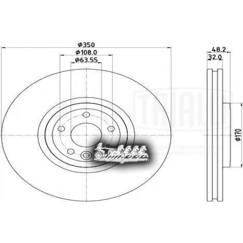 Диск Тормозной Land Rover Range Rover Velar 17- Перед. Trialli 