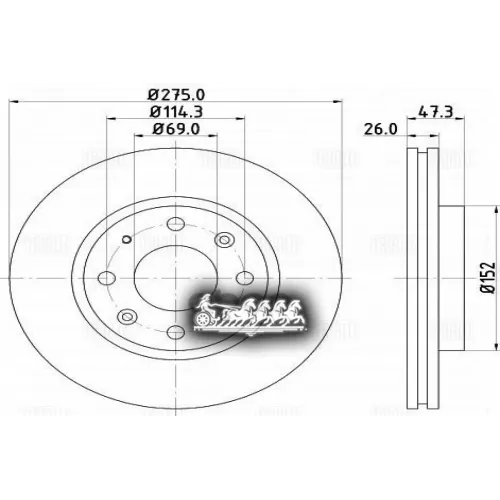 Диск Тормозной Kia Cerato (Ld) 1.5-2.0 04- Передний Вент.d 275Мм. Trialli DF 073309