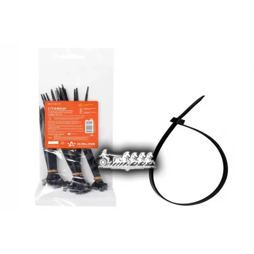 Стяжки (Хомуты) Кабельные. Пластиковые. Набор 60Шт.(2.5*100Мм-20Шт/3.6*150Мм-20Шт/3.6*200Мм-20Шт) AIRLINE 