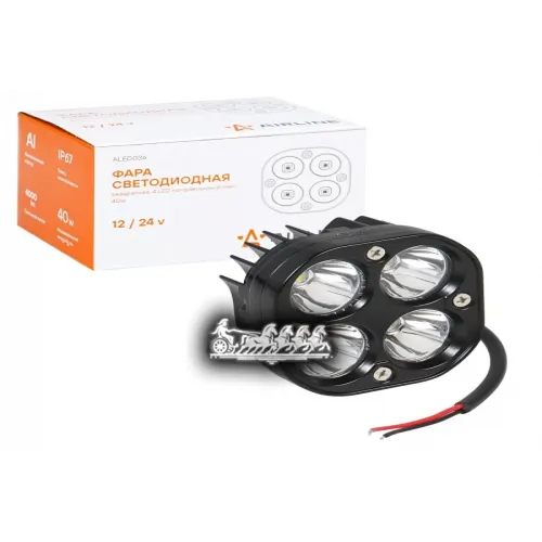 Фара Светодиодная Квадратная 4Led, Направленный Свет, 40Вт, 78Х78х50мм, 12/24В AIRLINE 