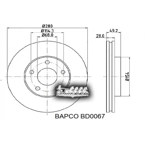Диск Тормозной Nissan Almera/Primera/X-Trail 00- Перед. Вент. BAPCO 