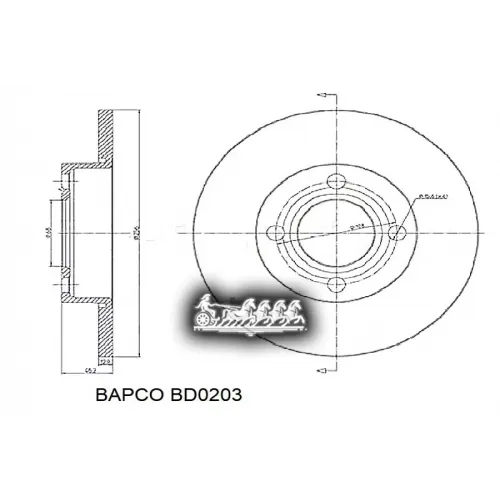 Диск Тормозной Audi 80/90/100 86- Перед. BAPCO 
