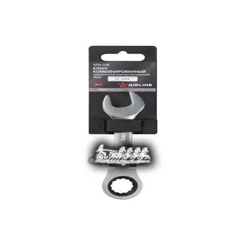 Ключ Комбинированный Трещоточный Шарнирный Короткий 15Мм Pro Пласт.подвес AIRLINE 
