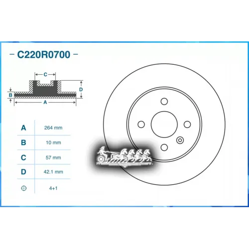 Диск Тормозной Opel Astra H Twintop (A04) 12/2006 - 10/2010 Задн. CWORKS 