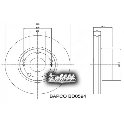 Диск Тормозной Hyundai H-1/Starex 02- Задн.вент. BAPCO 