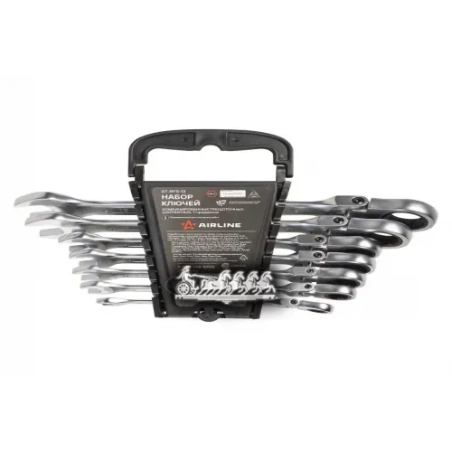 Набор Ключей Комбинированных Трещоточных Шарнирных 7 Предметов (8.10.12.13.14.17.19Мм) Пласт. Пенал. AIRLINE 