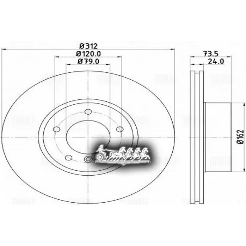 Диск Торм. Для А/М Bmw 1 (F20/F21) (11-)/2 (F22) (13-)/X1 (E84) (09-) Перед. D=312 (Df 261008) Trialli 