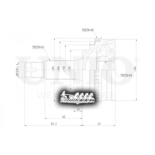 Шрус Toyota Corolla/Rav4 87- Внеш. UNIO 