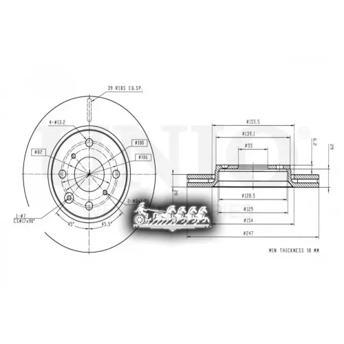 Диск Тормозной Psa 107/108/C1 05- Перед. UNIO 