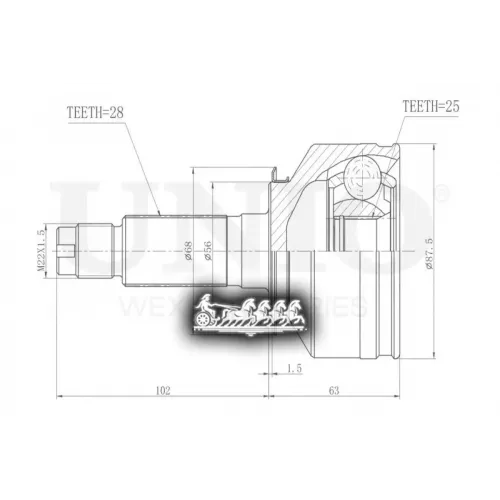 Шрус Kia Sorento 02- Внеш. UNIO 