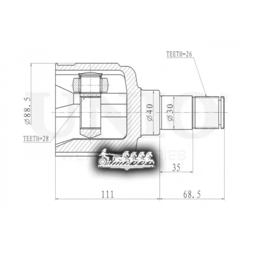 Шрус Ford Mondeo/Galaxy 06- Внутр.лев. UNIO 