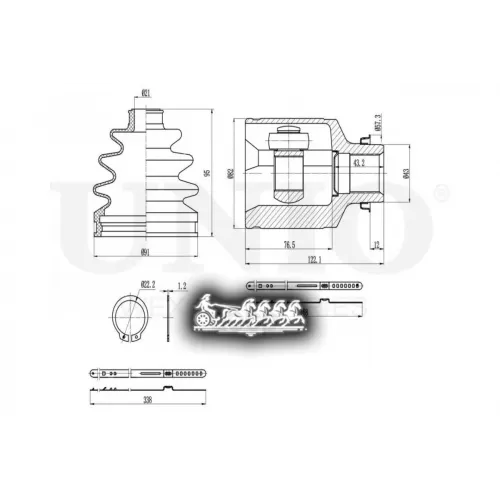Шрус Mazda 626 91- Внутр.прав. UNIO 