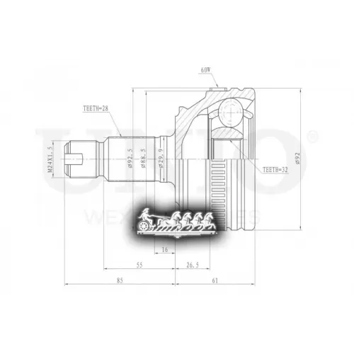 Шрус Land Rover Freelander 98- Внеш. UNIO 
