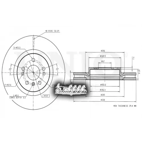 Диск Тормозной Mb M(W164) Перед. UNIO 