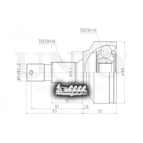 Шрус Psa Citr407/807/C5 02- Внеш. UNIO 