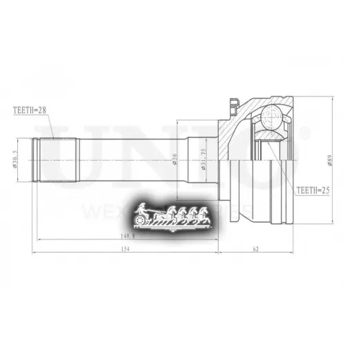 Шрус Mitsubishi Pajero/Pajero Sport/L200 90- Внеш. UNIO 