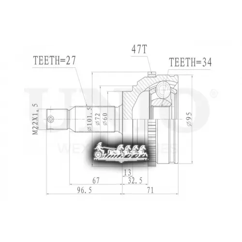Шрус Hyundai/Kia Sonata/Magentis 98- Внеш. UNIO 