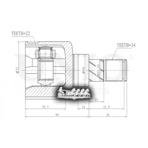Шрус Ford/Ram Focus/3500 10- Внутр.лев. UNIO 