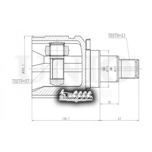 Шрус Toyota/Lexus Rav4/Harrier/Rx 00- Внутр.прав. UNIO 