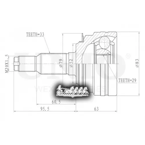 Шрус Daewoo Espero/Lanos 93- Внеш. UNIO 