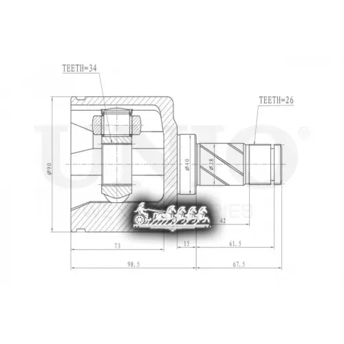 Шрус Ford Mondeo 00- Внутр.лев. UNIO 