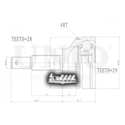 Шрус Ford Transit/Tourneo 06- Внеш. UNIO 