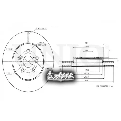 Диск Тормозной Lexus/Toyota Rx/Toyota 03- Перед. UNIO 