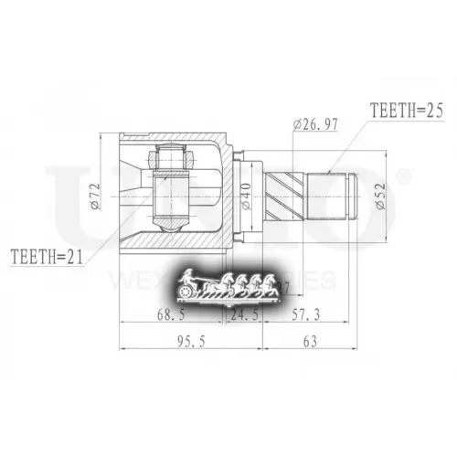 Шрус Lada Granta/Kalina 10- Внутр. UNIO 