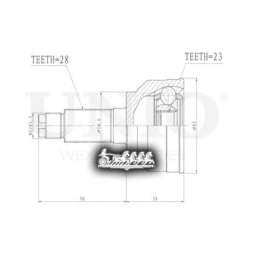 Шрус Mazda 3 03- Внеш. UNIO 