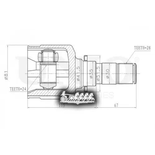 Шрус Mazda 3 03- Внутр.лев. UNIO 