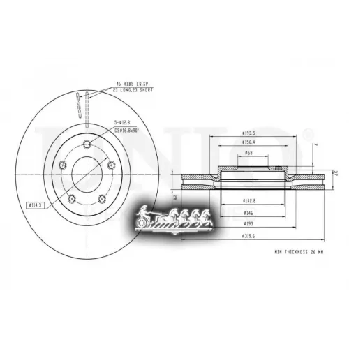 Диск Тормозной Nissan/Renault Qashqai/Juke/Koleos 07- Перед. UNIO 
