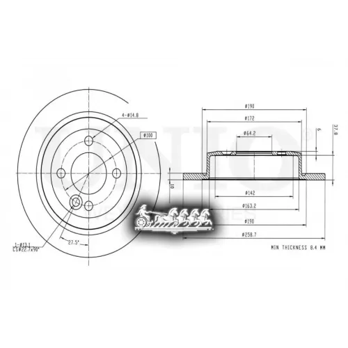 Диск Тормозной Mini Hatch(R50/58) 01- Задн. UNIO 